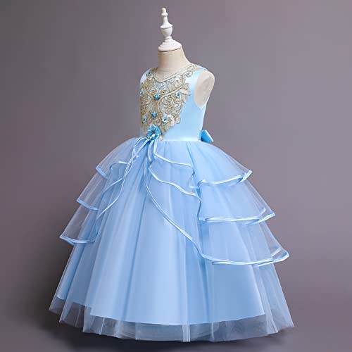 Disfraz largo de princesa retro con apliques de gala infantiles 2