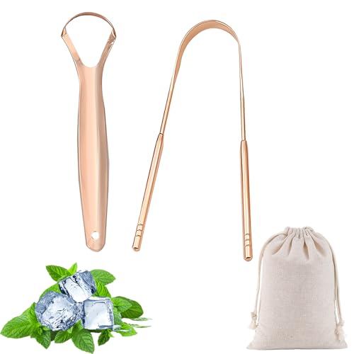 Zungenschaber Set 3 Teile, Zungenreiniger Edelstahl Rosegold, Zungenschaber Für Mundhygiene, Zungenbürste Für Frischen Atem, Mit Tragetasche Ideal Für Reisen