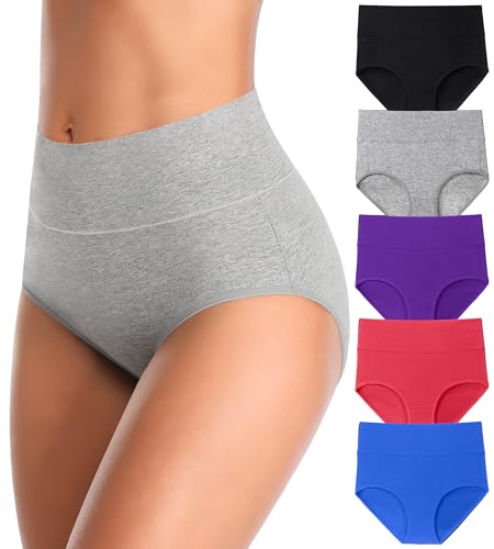 Image of MISSWHO Cotton High Waisted Women Underwear Soft Briefs Full Coverage Comfy Ladies Panties (Regular & Plus Size)