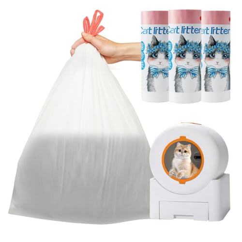 100Pack 31inx18in Extra Large Cat Litter Box Liners for Self-Cleaning Litter Box Trash Bags Waste Bags Litter Bags with Drawstring for Most Brand Automatic Cat Box