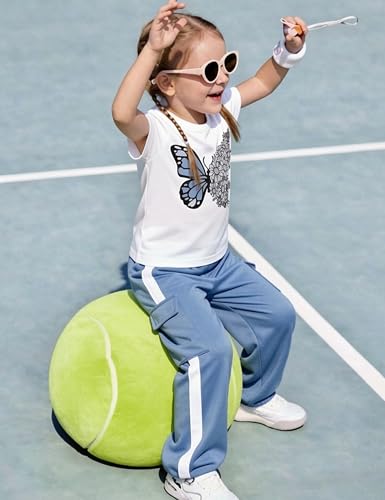 Image of Girls 2 Piece Outfit, Graphic Short Sleeve T-Shirt and Cargo Jogger Sweatpants Set, Ages 4-13