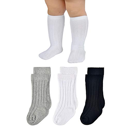 Image of EPEIUS Unisex-Baby Seamless Ribbed/Cable Knit Knee High Socks (Pack of 3/6)