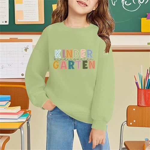 Kindergarten Sweatshirts for Girls Long Sleeve Letter Graphic Pullover First Day of Kindergarten Fall Preppy Tops3