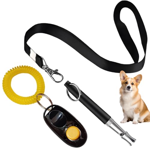NiceNaiils Kit de Silbato Perro Ultrasónico con Clicker de Entrenamiento, Ahuyentador de Perros con Correa de Muñeca, Herramientas Profesionales para Obediencia y Educación Canina