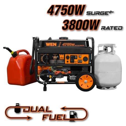 WEN 4,750-Watt 120V/240V Dual Fuel Portable Generator with Wheel Kit and Electric Start (DF475T)