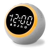 OSTONG ホワイトノイズマシン 赤ちゃん 25種類の癒し音 目覚まし時計 大音量 置き時計 デジタル時計 ナイトライト アラーム＆スヌーズ機能付き 16段階音量調節 無段階調光 授乳ライト ホワイトノイズ 卓上 間接照明 スピーカー 大音量 騒音対策 寝かしつけ 快眠 オルゴール おしゃれ 赤ちゃん 大人用 出産祝い 誕生日 クリスマス プレゼント(グレー)