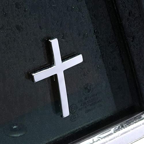 Image of Cross Metal Car 3D Sticker Cross Emblem for Car Motorcycle Scratched Decorative Car Logo Side Tail Logo (Silver)