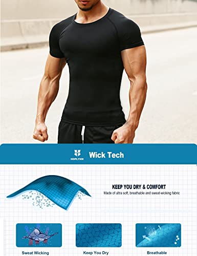 HOPLYNN 4/5 Pack Workout Compression Shirts Men Long/Short Sleeve Rash Guard Athletic Undershirt Gear T Shirt for Sports3
