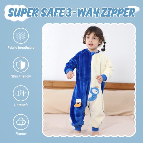 Image of MICHLEY Baby Sleeping Bag Sack Flannel Wearable Blankets Pajamas 1-6Years | Flannel,Unisex Pajamas, Long Sleeve,Zipper, For Autumn Winter,Suitable Girls And Boys,Warm & Breathable