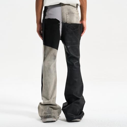 Hip Hop Streetwear Patchwork Jeans Men Vintage Wide Leg Denim Pants Male4