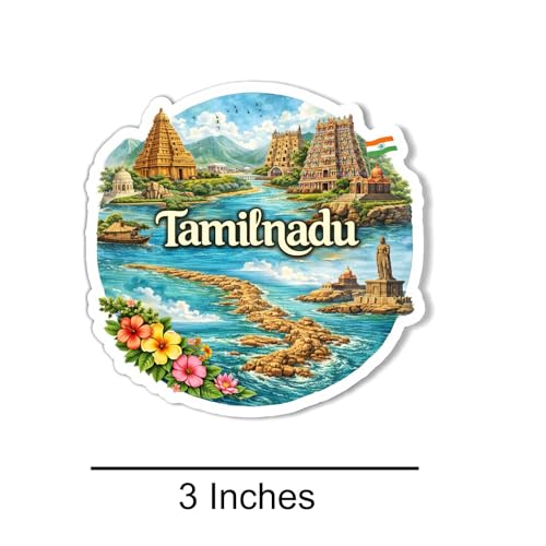 Image of Tamilnadu Textured Finish Acrylic Fridge Magnet - UV Texture Printed, Stylish Multicolor Magnet for Fridge, Wardrobe & Metal Surfaces, Pack of 1 (Tamilnadu)