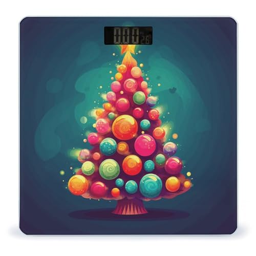 Báscula digital Cute Colorful Christmas Tree de vidrio templado miniatura 1