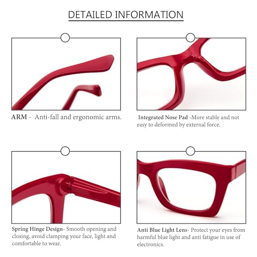 reavee oprah style reading glasses for women blue light blocking stylish oversized computer readers spring hinge