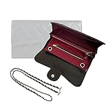 Long Wallet Conversion Kit for Long Flap Wallet Insert & Chain Strap Wallet on Chain Gold Silver CardHolder Crossbody Converter Kit (120cm Gold Leather Chain, Black)