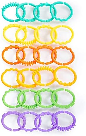 Bright Starts Lots of Links Rings - for Stroller or Carrier Seat - BPA-Free 24 Pcs, Ages 0 Months Plus