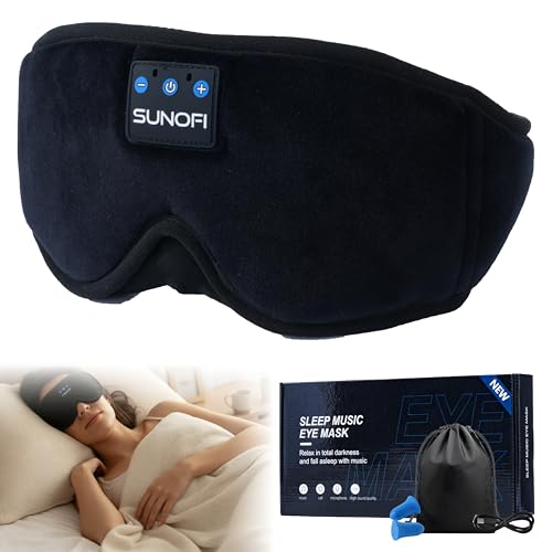 SunoFi Sleep Headphones Bluetooth 5.4, 3D Sleep Mask with Ultra-Thin HD Stereo Speakers, Wireless...