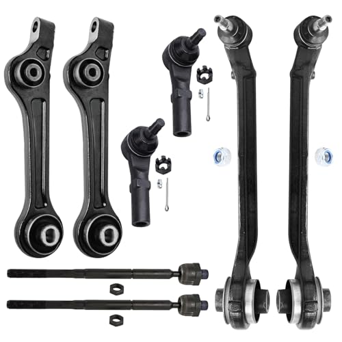 Image of Detroit Axle - 8pc RWD Front End Kit for Chrysler 300 Dodge Challenger Charger 2015-2023 Replacement 2 Lower Rearward Control Arms 2 Lower Forward Control Arms with Ball Joint 4 Inner Outer Tie Rods