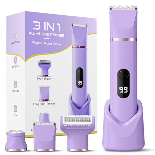 3 in 1 Intimrasierer für Frauen Tiovara Elektrischer Rasierer Damen für Gesicht Bikinizone Beine Wasserdicht & Sanft zu Empfindlicher Haut Nass & Trocken Rasierer mit USB-Aufladung