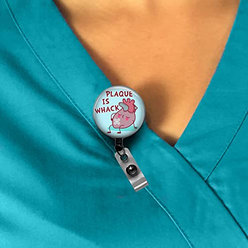 Funny Cardiology Badge Reel, Plaque Is Whack Retractable Badge Holder, Telemetry Nurse Name Badge, Cath Lab Id Badge, Cardiologist Gift #TOP1