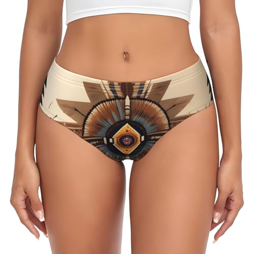 Women's Panties Native American Painting Print Breathable Underwear Soft No Show Bikini Briefs for Daily Wear