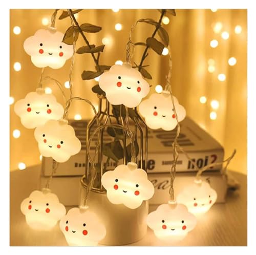 Syzplnwy Guirlande lumineuse nuage – 20 nuages lumineux sur fil de batterie de 3 m, modes scintillants et constants pour chambre à coucher, décoration d'escalier