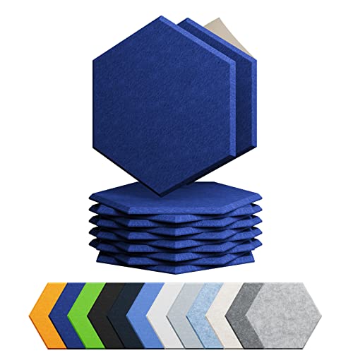 Image of 12Pack Hexagon Acoustic Panels Self Adhesive Sound Proof Foam(Telecom Blue)