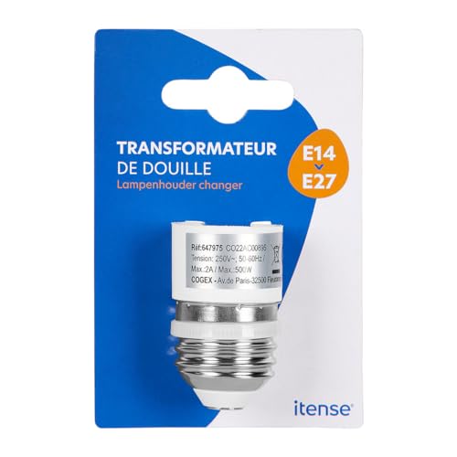 ITENSE - Lampenfassung Adapter E14 auf E27 Fassung E14 auf E27 Fassung - Einfache Montage - Passend für alle E14 Leuchtmittel - Stromstärke: 2A - Spannung: 250V