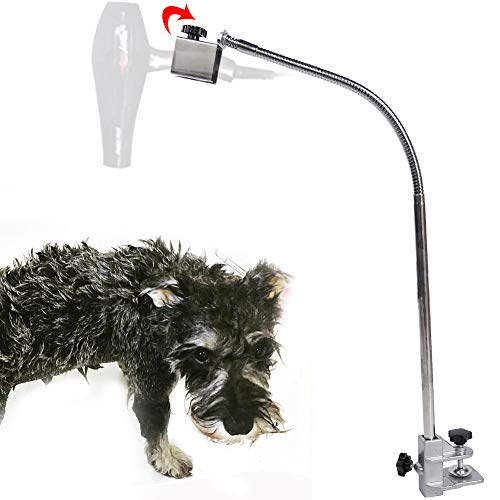 Pssopp Adjustable Pet Hair Dryer Holder - Heavy Duty Stainless Steel Hand-free Stand with 360掳 Rotating Clip for Pet Grooming Table - Image 3