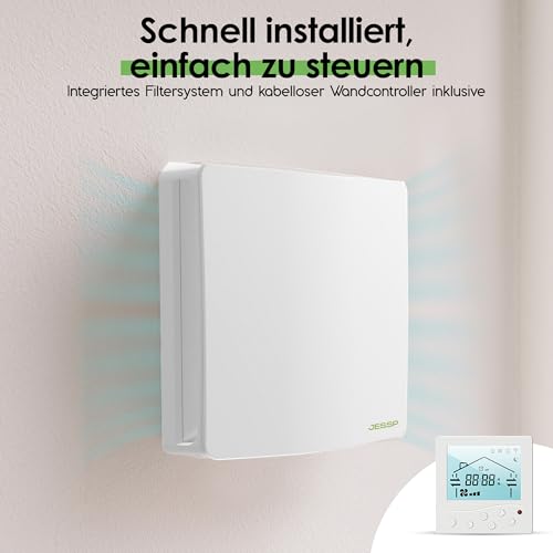 JESSP Eco Smart DZ Easy+ Wohnraumlüftung inkl. Controller – 97 % Wärmerückgewinnung, luftfeuchtegesteuert, WLAN, F7-Filter, Ø160 mm, extrem leise, Energieklasse A, 5 Jahre Garantie