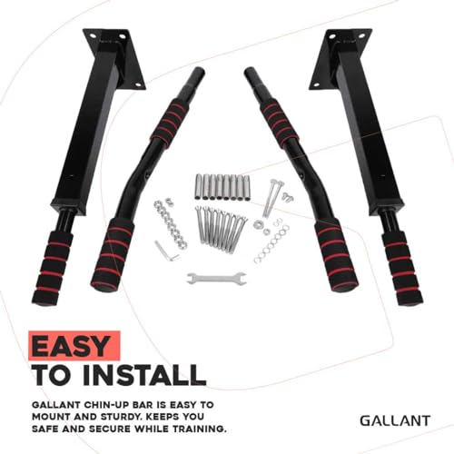 Gallant Pull Up Bar Wall Mounted - Chin Up Fitness Station With Foam Padded Hand Grips For Extra Comfort - Home Gym Equipment Training Exercise Bars -Full Strength workout - Image 5