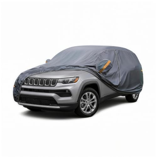 Image of Coverlex All-Weather Car Cover Custom Fit for Jeep Compass 2007-2026 | Waterproof, Heavy Duty, Cotton Liner, Paint Protection, Rain Snow UV Proof, Driver Door Zipper, Windproof Straps, Storage Bag