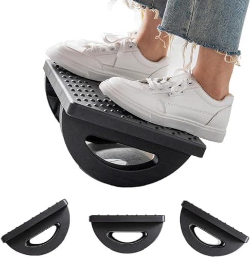 Under Desk Foot Rest & Exerciser - 2 Piece Grey Stepper For Leg & Ab Workout While Sitting