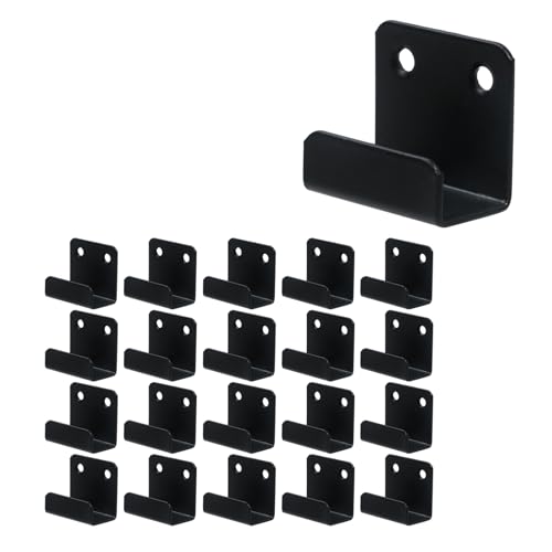 Image of Coshar 20pcs Heavy Duty Wall Mount Bracket Hook Fastener J Shaped Hook Hanger for Ceramic Tile Display and Mirror Picture Frame Fixing - Black (Inner Width 21mm)