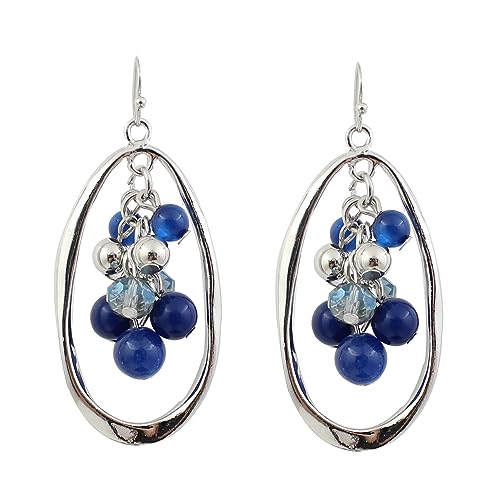 Big Hoop Beaded Earrings for Women Long Cluster Colorful Red Stone Drop Earrings Boho Western Jewelry Teardrop Statement Earrings Dangle