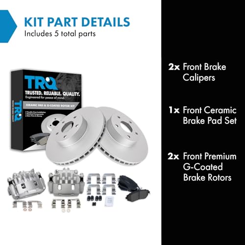 Image of TRQ Front Brake Pad and Rotor Set Ceramic Vented Coated Rotors Calipers | For 2011-2014 Subaru Impreza