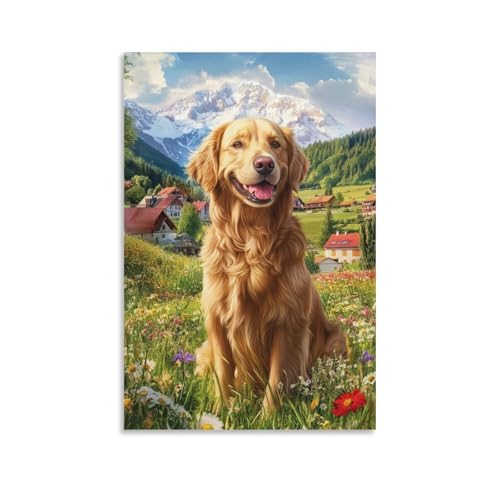 Pinturas murales de Golden Retriever para decoración de dormitorio y salones modernos