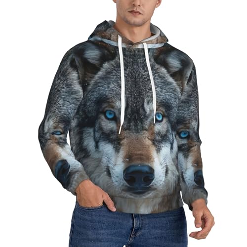 Sweat loup aux yeux bleus de finition supérieure avec sweat-shirt doux