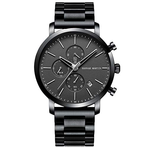 RORIOS Orologio da uomo analogico al quarzo, con cinturino in acciaio inossidabile, impermeabile, cronografo sportivo, da uomo, bianco, Bracciale