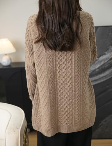 Image of Chanyarn Women's 100% Merino Wool Sweater 2025 Fall Winter V Neck Long Sleeve Vintage Cable Knitted Cardigan Sweater