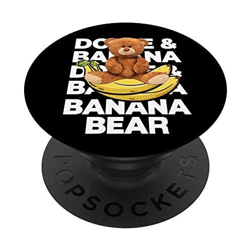 Cool Teddy Bear Banana Style, Banana Bear Graphic Design PopSockets Swappable PopGrip, Black