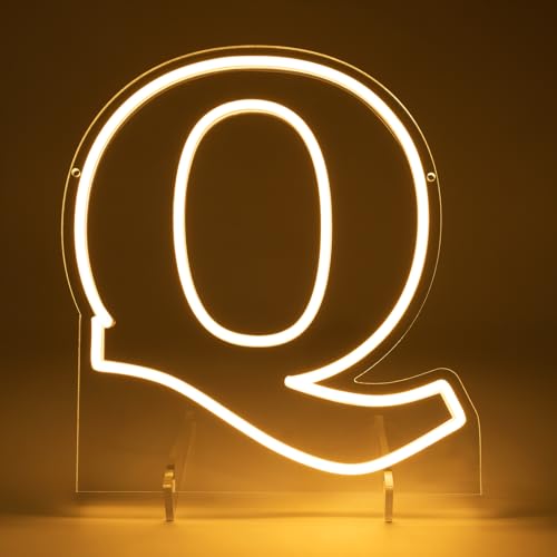 Image of Light Up Letters Q, Led Marquee Letter Lights Neon Sign, 13.9 inch Height Decorative Lighted Alphabet Number, Battery /USB Powered Led Letters Lights for Wedding, Birthday, Party, Christmas or Home Decor