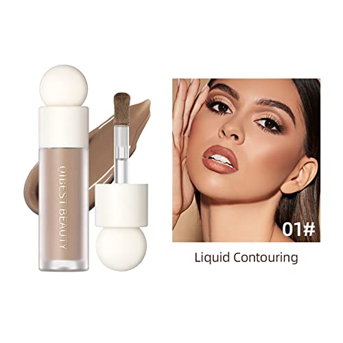 3 Pack Liquid Contour & Highlighter & Blush Cosmetics Stick Trio, Waterproof Long Lasting Face Bronzer Contouring Illuminator Highlighter Stick, Cream Blush Stick For Cheeks & Lips #TOP1