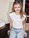 Arshiner Cap Sleeves Girls Shirt Casual 10 Year Old Girl Clothes Crewneck Fashion Tops for Kids Loose Fit Short Sleeve Blouse White