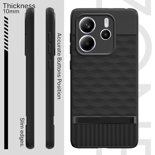 Image of Pikkme Back Cover for Redmi Note 14 5G Camera Protection 3D Hexa Cube Design Silicone Protective Bumper Case (Black)