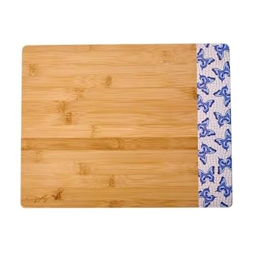 Dolly Parton Bamboo Reversible Cutting Board, Blue Butterfly Print, Gentle on Knives, Great for Chopping and Serving, 11 x 14 Inch