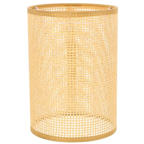 DEARMAMY Abat-Jour En Rotin Couvercle De Lumière Tissé En Rotin Abat-Jour En Remplacement Couvercle De Lumière Cylindrique Tissé E27/E14 Abat-Jour Pour...