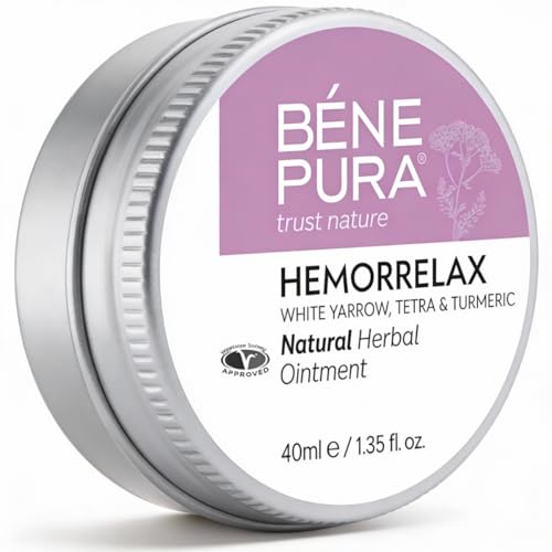 BenePura Hemorrelax Hemorrhoids Ointment, Natural Ointment for Burning, Itching and Discomfort with White Yarrow, Tetra and Turmeric, 40 ml (Pack of 1)