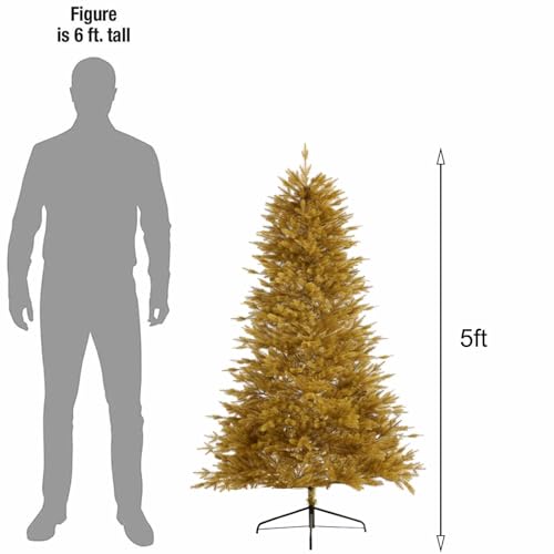 Árbol de Navidad dorado de 5ft para decoración navideña interior de diseño único 4