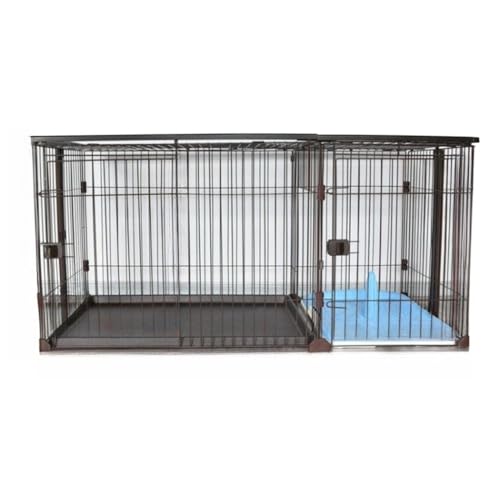 Emidor 独立したトイレ付き犬用ケージ、ペットフェンス、犬用ケージ、中型犬と大型犬用のペットフェンス、屋内、トイレ、マット、屋根付き、屋内、小型犬と中型犬に適しています (F-146*68*71CM)
