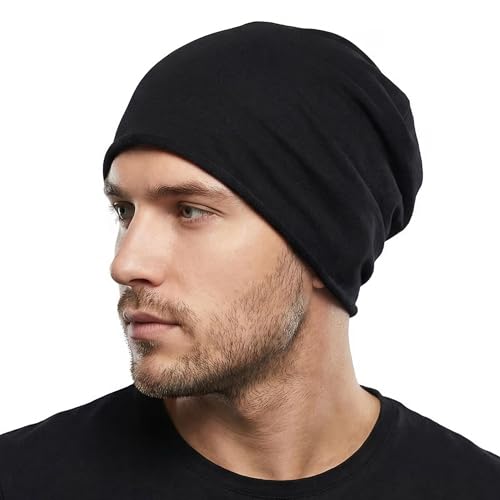 Image of ZLYC Cotton Thin Slouchy Beanie Hat for Men Women Fashion Soft Stretch Knit Skull Cap